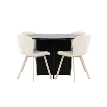 Matgrupp Venture Home Strada Ø120 cm med 4st Lilja Matstolar