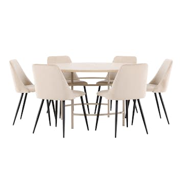 Matgrupp Venture Home Copenhagen Ø140 cm med 6st Night Matstolar