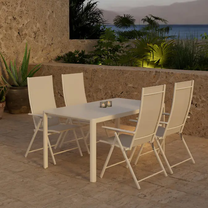 Matgrupp Utomhus Venture Home Giardini 90x150 cm med 4 st Levanzo Trädgårdsstolar