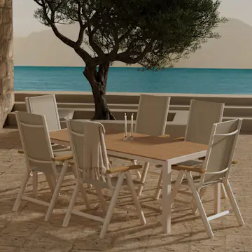 Matgrupp Utomhus Venture Home Break 90x205 cm med 6 st Panama Trädgårdsstolar