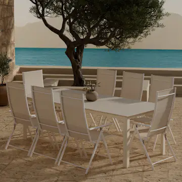 Matgrupp Utomhus Venture Home Levels 100x229 cm med 8 st Levanzo Trädgårdsstolar