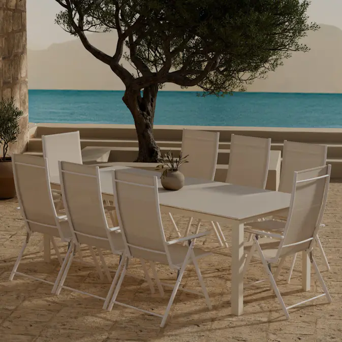 Matgrupp Utomhus Venture Home Levels 100x229 cm med 8 st Levanzo Trädgårdsstolar