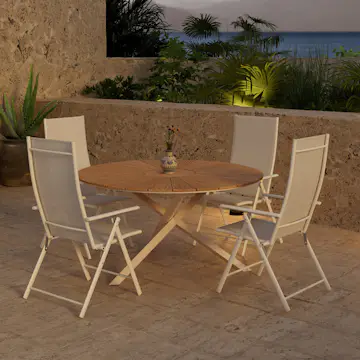Matgrupp Utomhus Venture Home Mexico Ø140 cm med 4 st Levanzo Trädgårdsstolar