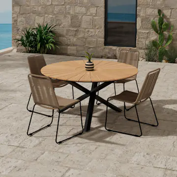 Matgrupp Utomhus Venture Home Mexico Ø140 cm med 4 st Lindos Trädgårdsstolar