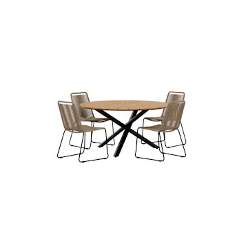 Matgrupp Utomhus Venture Home Mexico Ø140 cm med 4 st Lindos Trädgårdsstolar