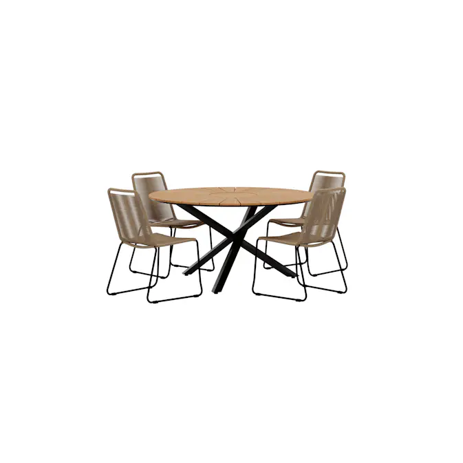 Matgrupp Utomhus Venture Home Mexico Ø140 cm med 4 st Lindos Trädgårdsstolar