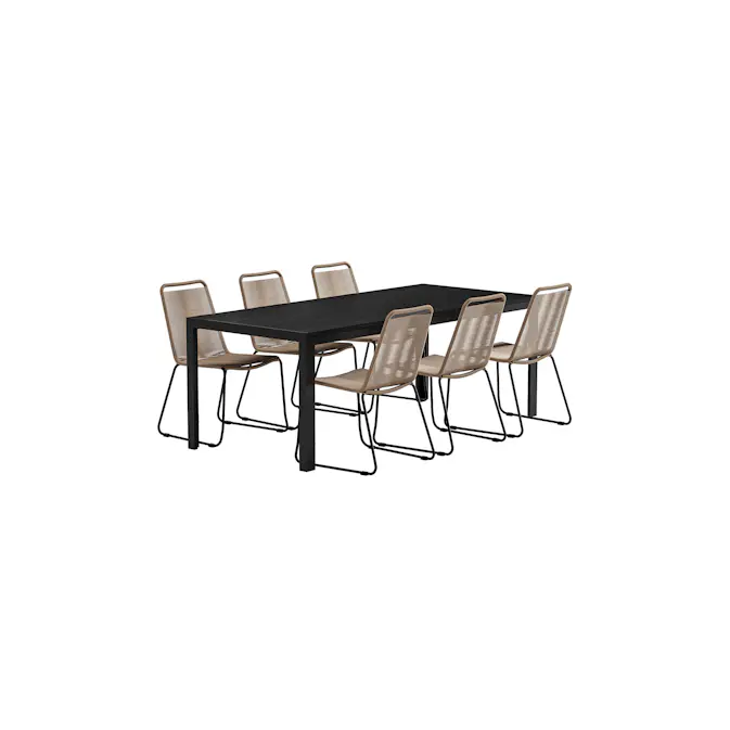 Matgrupp Utomhus Venture Home Mirko 90x205 cm med 6 st Lindos Trädgårdsstolar