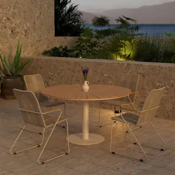 Matgrupp Utomhus Venture Home Croft Ø120 cm med 4 st Bois Trädgårdsstolar