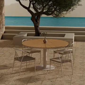 Matgrupp Utomhus Venture Home Croft Ø120 cm med 4 st Alfons Trädgårdsstolar