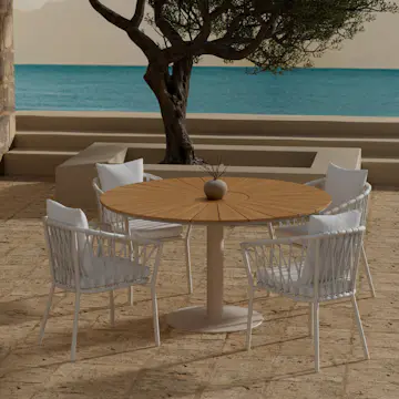 Matgrupp Utomhus Venture Home Croft Ø120 cm med 4 st Linos Trädgårdsstolar