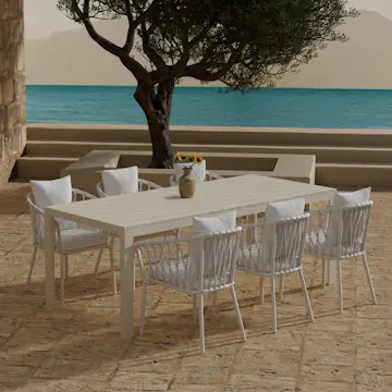 Matgrupp Utomhus Venture Home Mirko 90x205 cm med 6 st Linos Trädgårdsstolar