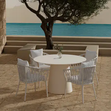 Matgrupp Utomhus Venture Home Lanzo Ø120 cm med 4 st Linos Trädgårdsstolar