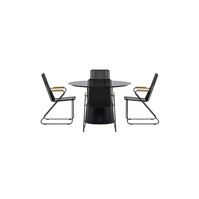 Matgrupp Utomhus Venture Home Lanzo Ø120 cm med 4 st Bois Trädgårdsstolar