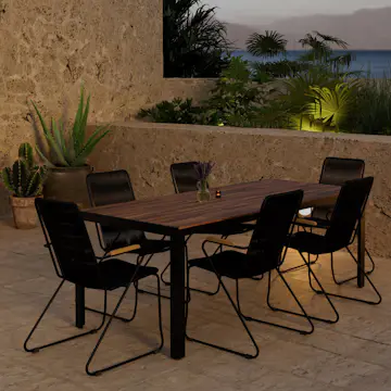 Matgrupp Utomhus Venture Home Bois 90x205 cm med 6 st Bois Trädgårdsstolar