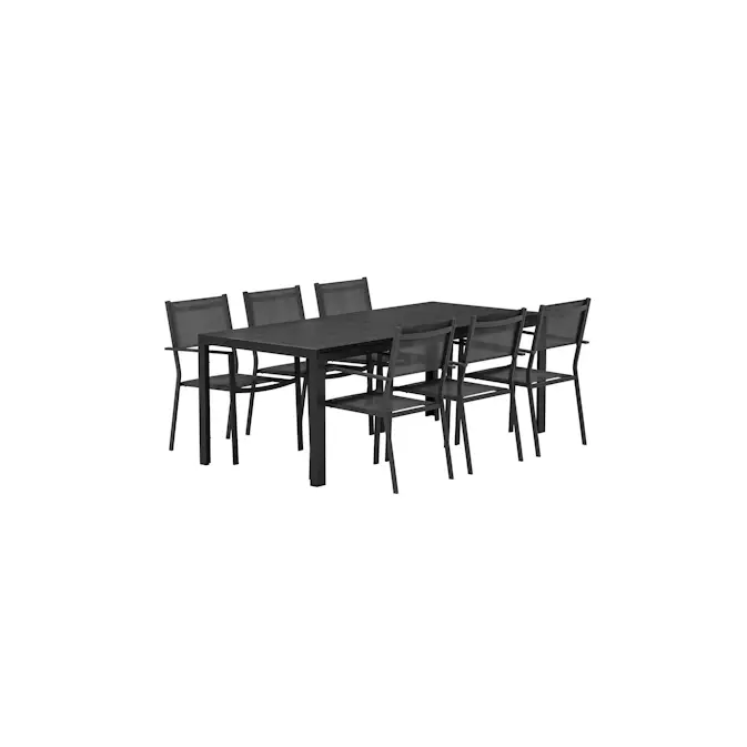 Matgrupp Utomhus Venture Home Mirko 90x205 cm med 6 st Copacabana Trädgårdsstolar