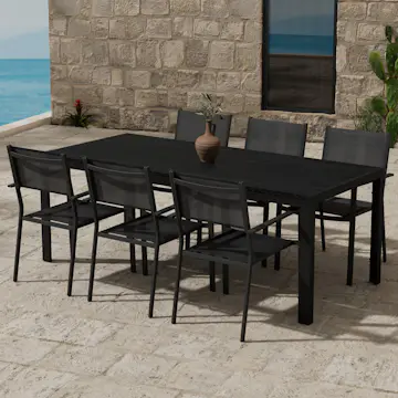 Matgrupp Utomhus Venture Home Mirko 90x205 cm med 6 st Copacabana Trädgårdsstolar