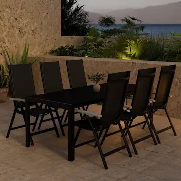 Matgrupp Utomhus Venture Home Break 90x205 cm med 6 st Albany Trädgårdsstolar