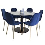 Matgrupp Venture Home Estelle Svart med 6 Pobbie Stolar