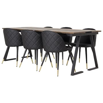 Matgrupp Venture Home Jane med 6 Valentina Stolar Mörk Teak