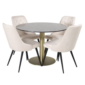 Matgrupp Venture Home Estelle med 4 Vera Stolar Sammet