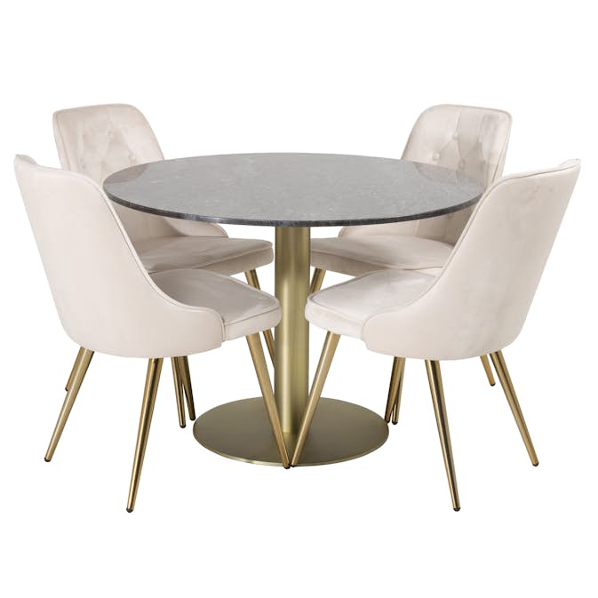 Matgrupp Venture Home Estelle med 4 Vera Stolar Sammet