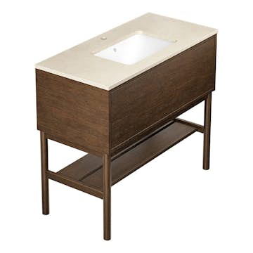 Tvättställskåp Gustavsberg Ducentic 100 cm med Stenbänkskiva, Underlimmat Tvättställ och Benställning