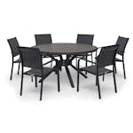 Matgrupp Hillerstorp Hånger Ø140 cm med 6 Stolar Svart
