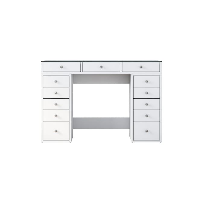 Sminkbord Scandinavian Choice Ramender med Förvaring & Bordsskiva i Glas 120cm