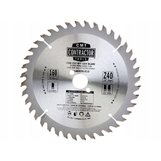 Sågklinga CMT Orange Tools Contractor 160x2,2x20 Z40 W 10 st