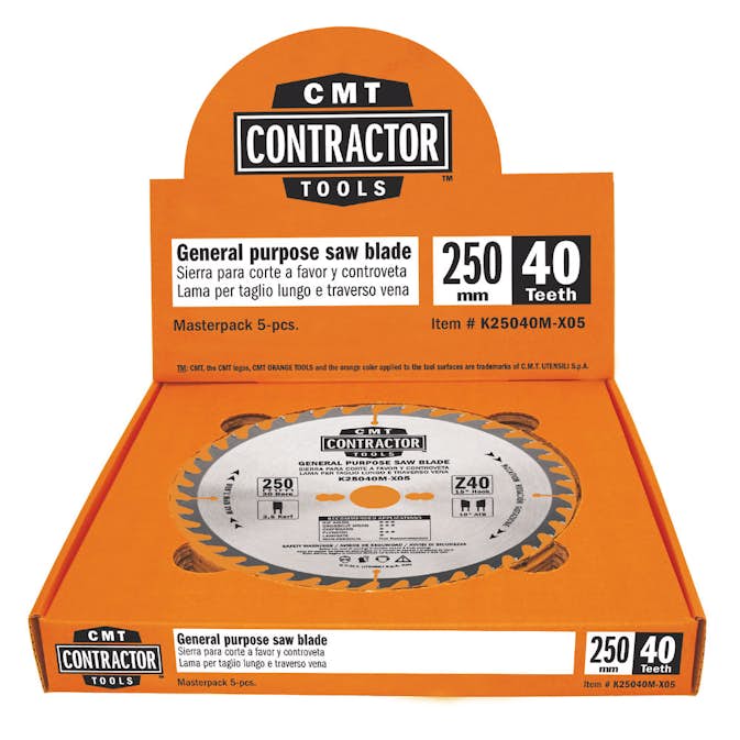 Sågklinga CMT Orange Tools Contractor 250x2,6x30 Z40 W 5 st