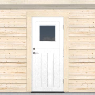 Kallförrådsdörr Sveadörren Glasfönster Grundmålad