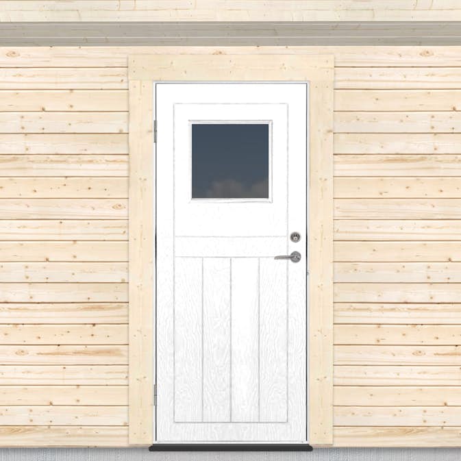 Kallförrådsdörr Sveadörren Glasfönster Grundmålad