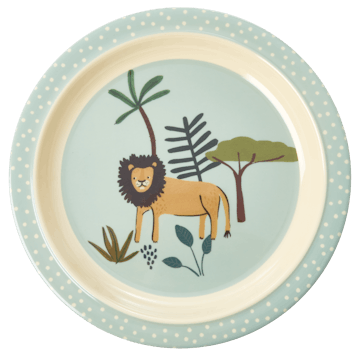 Barntallrik Rice Jungle Animals Blå