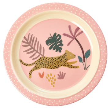 Barntallrik Rice Jungle Animals Rosa