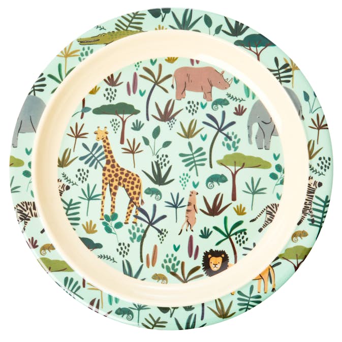 Barntallrik Rice Jungle Animals Grön