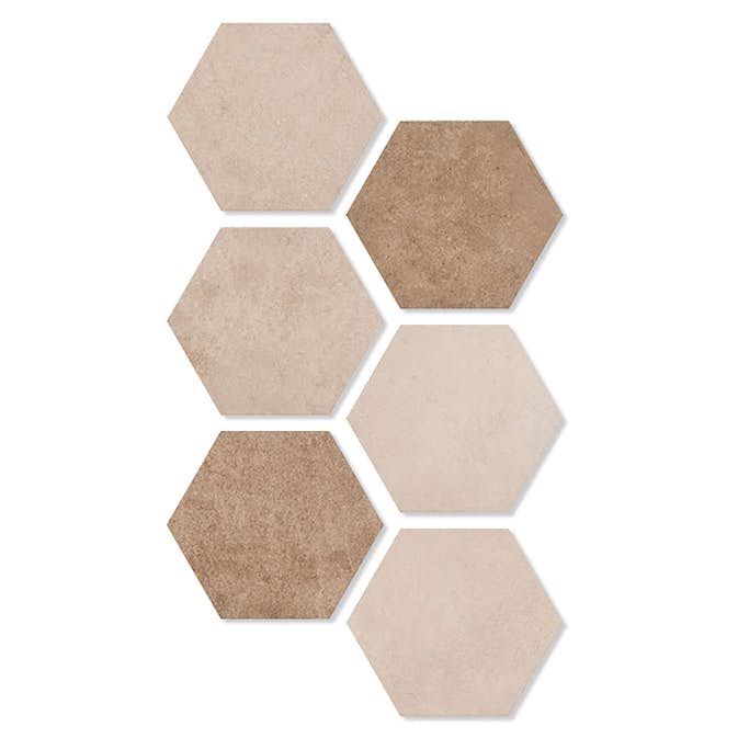 Klinker Hill Ceramic Hexagon Carabana Ljusbrun Matt Rund 25x22 cm