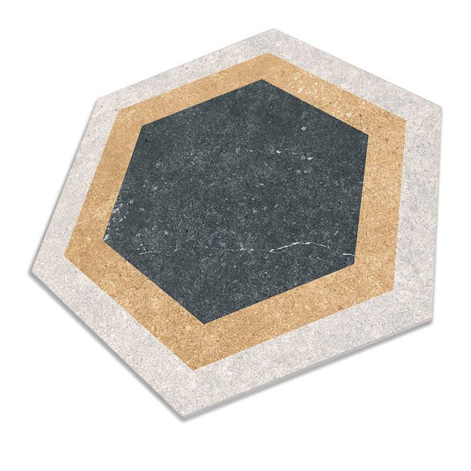 Klinker Hill Ceramic Hexagon Traffic Hex 25 Grå-Beige Mönstrad 25x22 cm