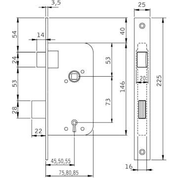 Låshus ASSA Abloy 40B7-75
