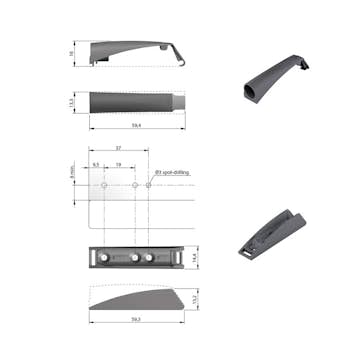 Luckdämpare Beslag Design K-push Komplett med Dämpare