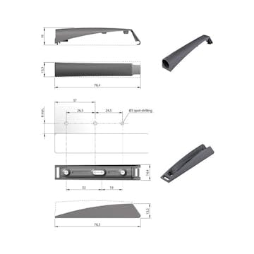 Luckdämpare Beslag Design K-push Komplett med Magnet