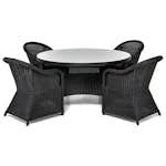 Matgrupp Utomhus Comfort Garden Marcus 140 Rund med 4 Light Utefåtöljer inkl. Dyna