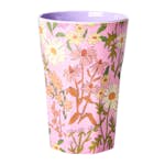 Melaminkopp Rice Hög Rosa Blommor