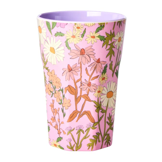 Melaminkopp Rice Hög Rosa Blommor