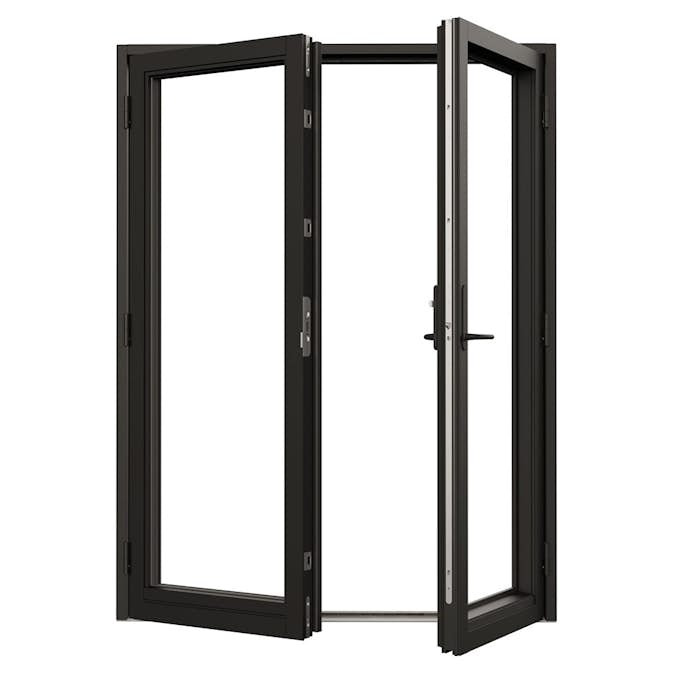 Parfönsterdörr NorDan NTech Helglasad Aluminium BlackLine Svart