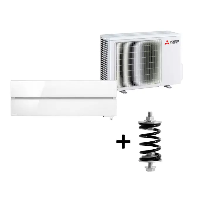 Luftvärmepump Mitsubishi Electric Hero 2.0 LN25 6,3kW Värme SCOP 5,2 Paket med Fjäderdämpare