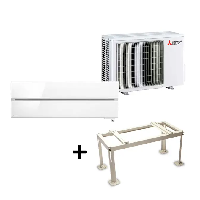 Luftvärmepump Mitsubishi Electric Hero 2.0 LN25 6,3kW Värme SCOP 5,2 Paket med Markstativ
