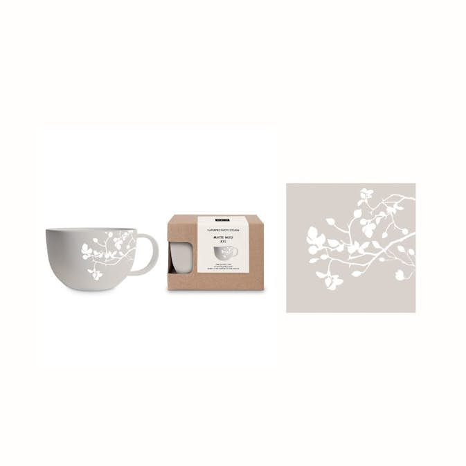 Gåvoset Paperproducts Design Pure Branch Mugg 55 cl + Servett Taupe