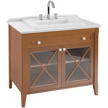 Tvättställspaket Villeroy & Boch Hommage 985 Trä med Bänkskiva i Vit Marmor