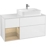 Tvättställsskåp Villeroy & Boch Finion med 3 Lådor Hylla och Bänkskiva för Ocentrerat Tvättställ