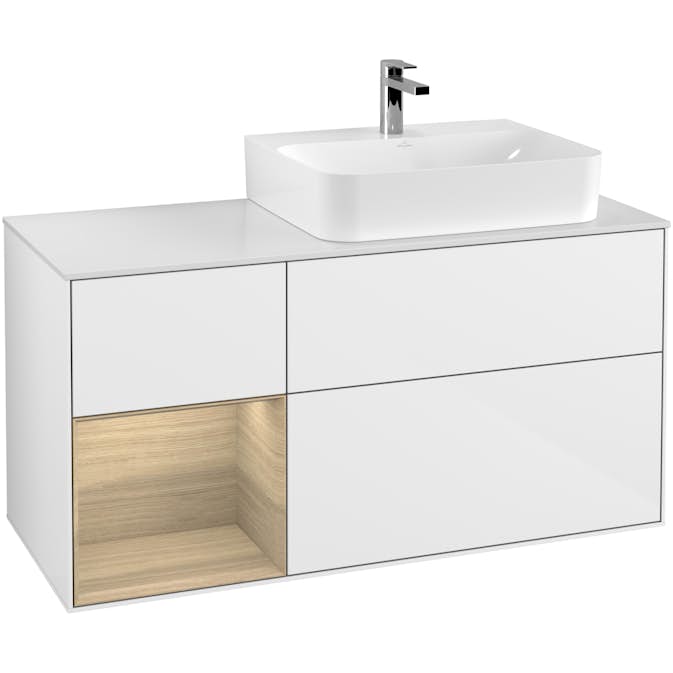 Tvättställsskåp Villeroy & Boch Finion med 3 Lådor Hylla och Bänkskiva för Ocentrerat Tvättställ